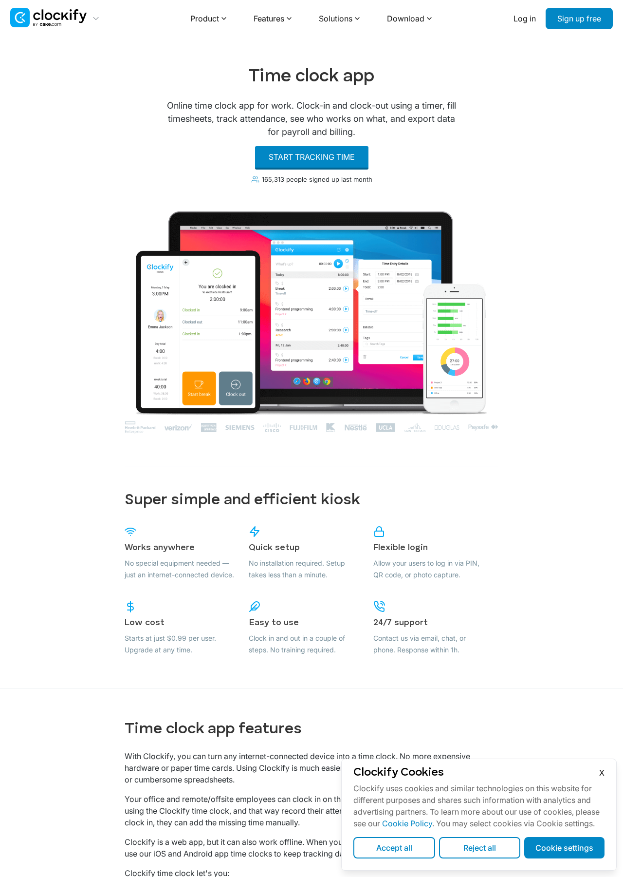 One-click time tracking on every device — Clockify