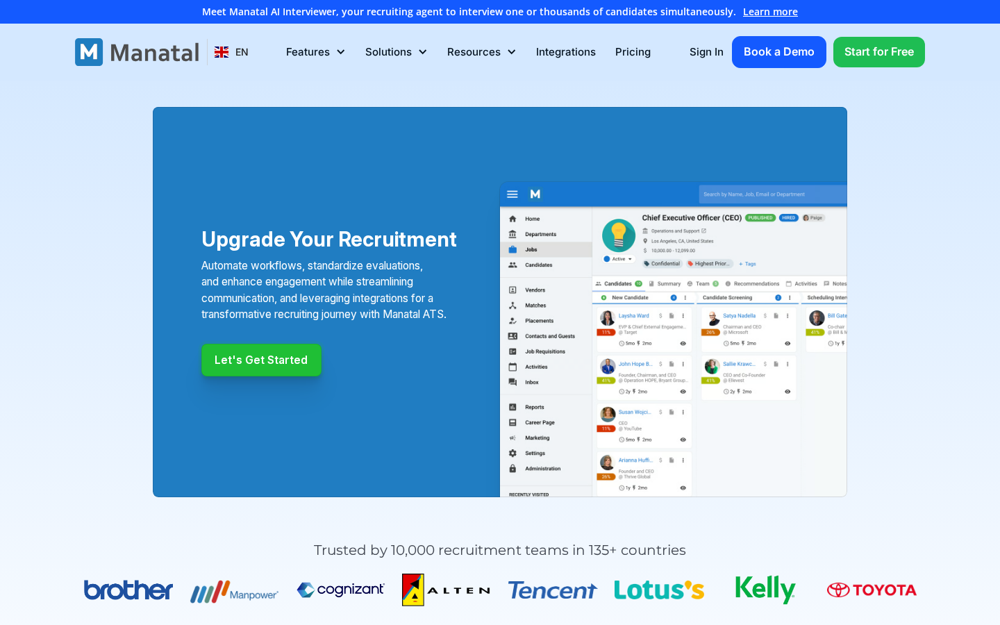 A modern ATS built for high-volume recruiting — Manatal
